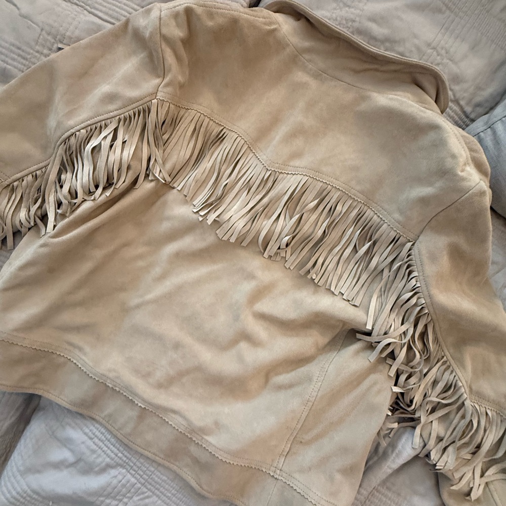 Ralph Lauren Camel Suede Leather Jacket Western Style Boho Fringe - Picture 7 of 17